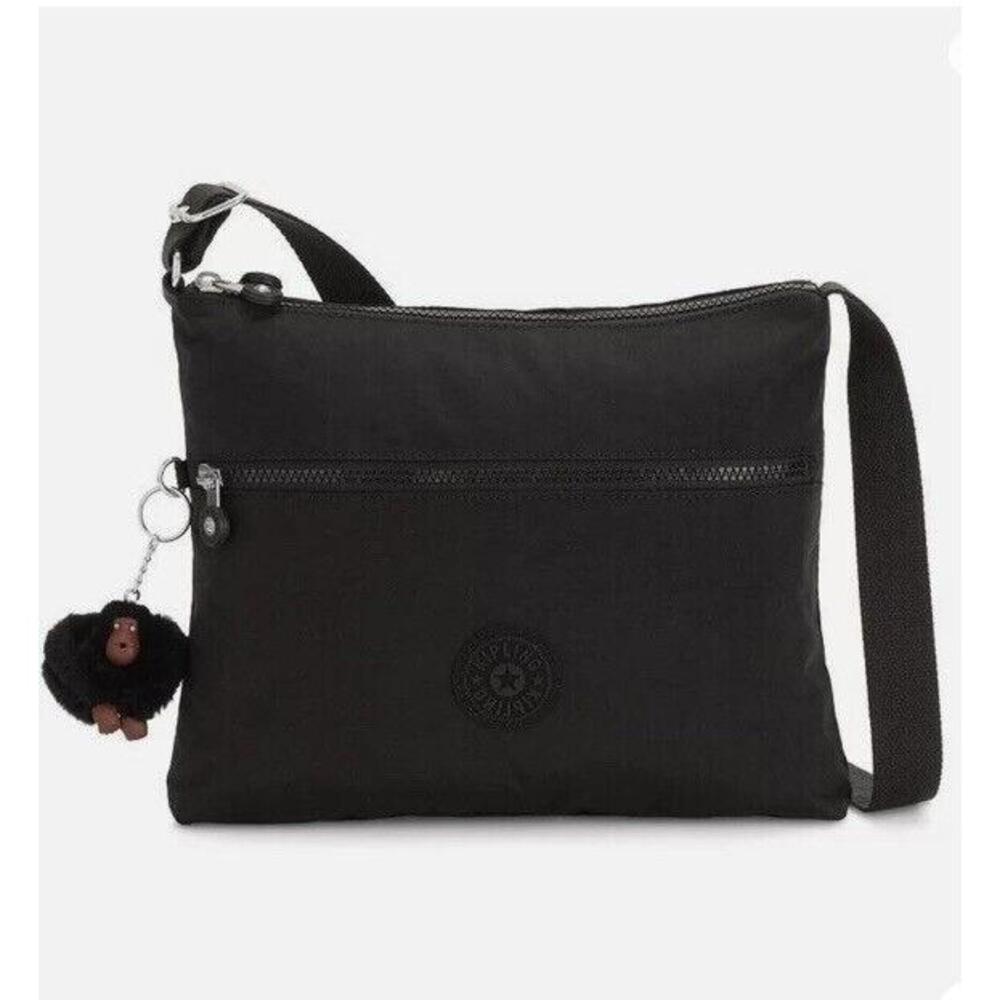 Kipling NWT Annabelle Crossbody Bag Double Zip Nylon In Black Tonal